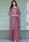 Embroidered Georgette Pakistani Suit in Fuchsia