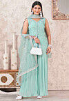 Embroidered Georgette Pakistani Suit in Light Blue