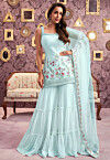 Embroidered Georgette Pakistani Suit in Light Blue