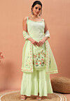 Embroidered Georgette Pakistani Suit in Light Green