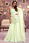 Embroidered Georgette Pakistani Suit in Light Green