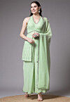 Embroidered Georgette Pakistani Suit in Light Green