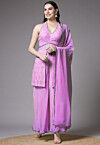 Embroidered Georgette Pakistani Suit in Light Purple