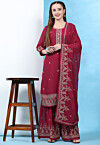 Embroidered Georgette Pakistani Suit in Magenta