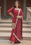 Embroidered Georgette Pakistani Suit in Maroon