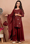 Embroidered Georgette Pakistani Suit in Maroon