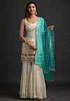 Embroidered Georgette Pakistani Suit in Off White