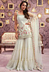 Embroidered Georgette Pakistani Suit in Off White