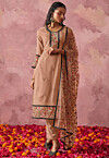 Embroidered Georgette Pakistani Suit in Peach