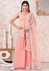 Embroidered Georgette Pakistani Suit in Peach