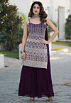 Embroidered Georgette Pakistani Suit in Purple