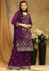 Embroidered Georgette Pakistani Suit in Purple