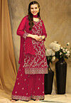 Embroidered Georgette Pakistani Suit in Red