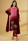 Embroidered Georgette Pakistani Suit in Shaded Maroon