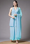 Embroidered Georgette Pakistani Suit in Sky Blue