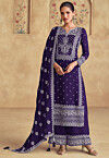 Embroidered Georgette Pakistani Suit in Violet
