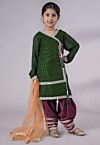 Embroidered Georgette Punjabi Suit in Daer Green