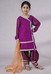Embroidered Georgette Punjabi Suit in Magenta