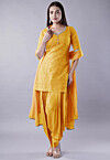 Embroidered Georgette Punjabi Suit in Mustard