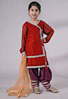 Embroidered Georgette Punjabi Suit in Red