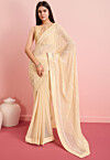 Embroidered Georgette Saree in Beige