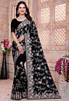 Embroidered Georgette Saree in Black