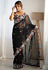 Embroidered Georgette Saree in Black