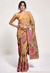 Embroidered Georgette Saree in Orange