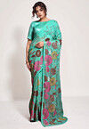 Embroidered Georgette Saree in Sea Green