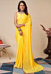 Embroidered Georgette Saree in Yellow