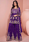 Embroidered Georgette Scalloped Pakistani Suit in Purple