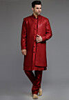 Embroidered Georgette Sherwani in Maroon