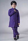 Embroidered Georgette Sherwani Set in Dark Purple