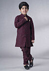 Embroidered Georgette Sherwani Set in Wine