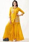 Embroidered Georgette Shirt Set in Mustard