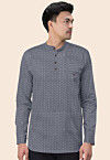 Embroidered Georgette Short Kurta in Grey
