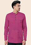 Embroidered Georgette Short Kurta in Magenta