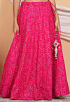 Embroidered Georgette Skirt in Fuchsia