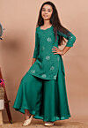 Embroidered Georgette Straight Kurta set in Sea Green