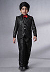 Embroidered Georgette Tuxedo in Black