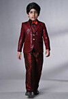 Embroidered Georgette Tuxedo in Maroon