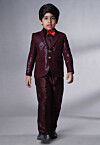 Embroidered Georgette Tuxedo in Wine
