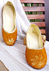 Embroidered Georgette Women Jutti in Mustard