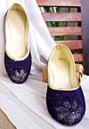 Embroidered Georgette Women Jutti in Dark Purple