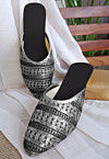 Embroidered Georgette Women Mules in Black