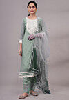 Embroidered Kota Doria Pakistani Suit in Purple