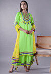 Embroidered Modal Satin Pakistani Suit in Light Green