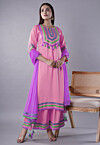 Embroidered Modal Satin Pakistani Suit in Pink