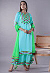 Embroidered Modal Satin Pakistani Suit in Sky Blue