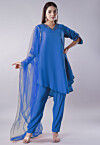 Embroidered Muslin Silk Pakistani Suit in Blue